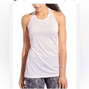 Athleta white High Neck Shadow Stripe Chi Tank women’s S